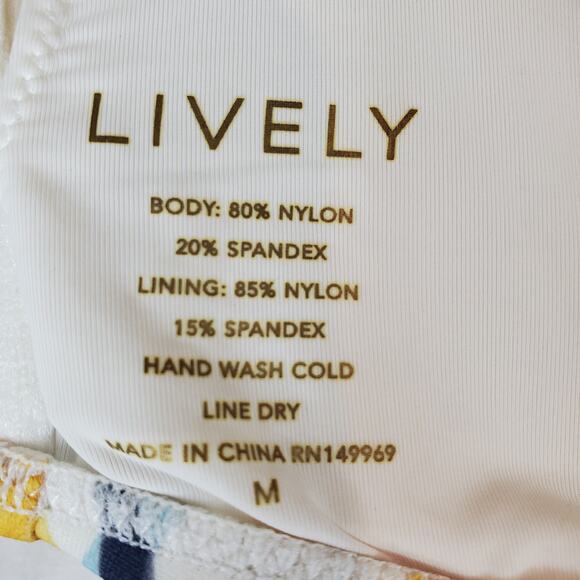 Lively Multicolor Floral Print Padded Bra Hook Back Bandeau Bikini Top Womens M - Picture 4 of 4